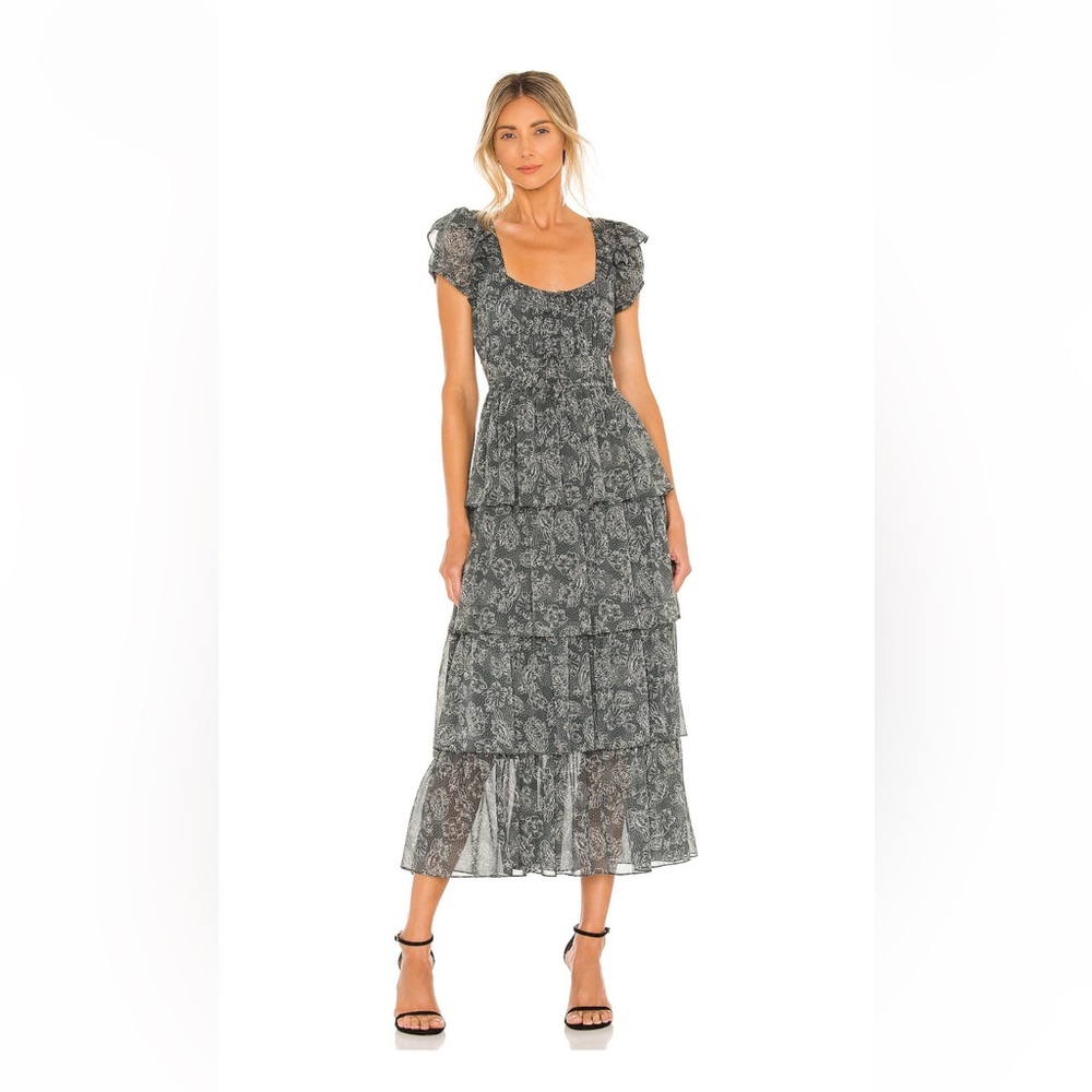 Likely Moss Dress in Charcoal & white, Size 6, Originally $268